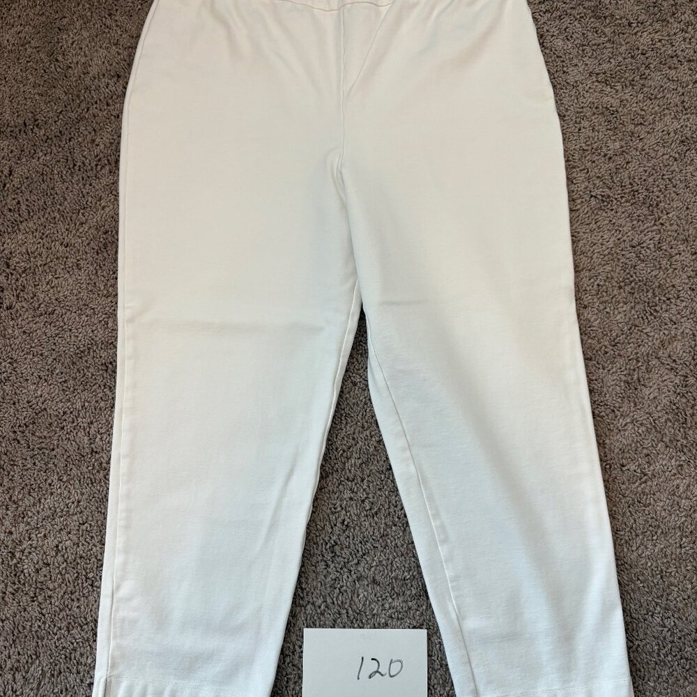 Joan Rivers Collection Pull On White Pants Slacks LP PL Petite